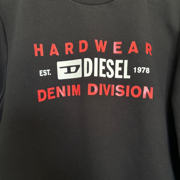 Diesel Men's Size Large Hardwear Denim Division Sweatshirt Black Red Y2K - Picture 3 of 10